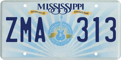 MS license plate ZMA313