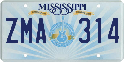 MS license plate ZMA314