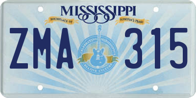 MS license plate ZMA315