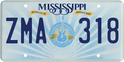 MS license plate ZMA318