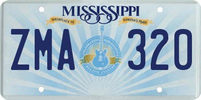 MS license plate ZMA320