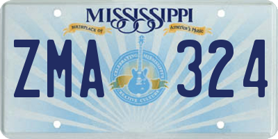 MS license plate ZMA324