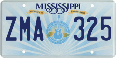 MS license plate ZMA325