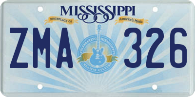 MS license plate ZMA326