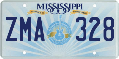 MS license plate ZMA328