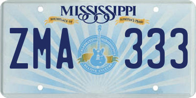 MS license plate ZMA333