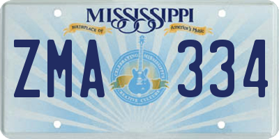 MS license plate ZMA334