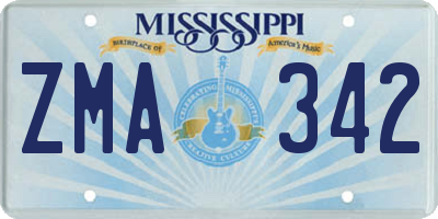 MS license plate ZMA342