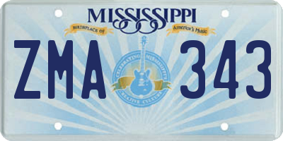 MS license plate ZMA343
