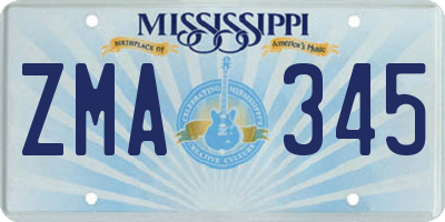 MS license plate ZMA345
