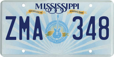 MS license plate ZMA348