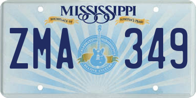 MS license plate ZMA349
