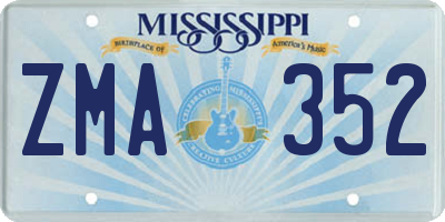 MS license plate ZMA352
