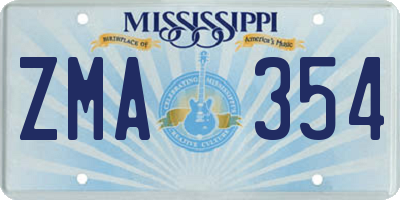 MS license plate ZMA354