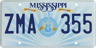 MS license plate ZMA355