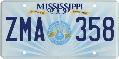 MS license plate ZMA358