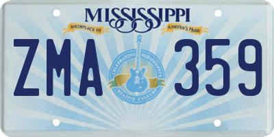 MS license plate ZMA359