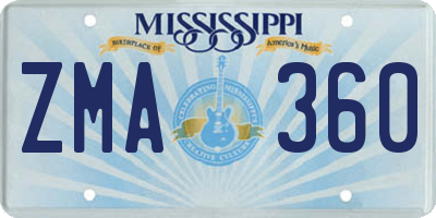 MS license plate ZMA360