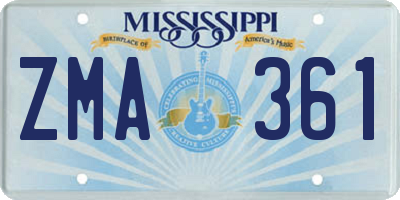 MS license plate ZMA361