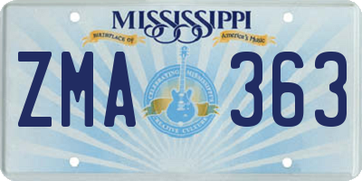 MS license plate ZMA363
