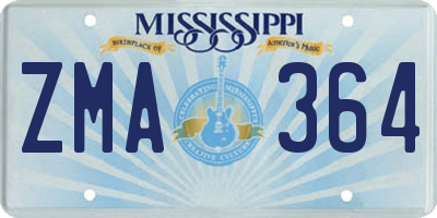 MS license plate ZMA364