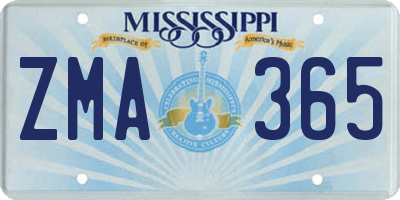 MS license plate ZMA365
