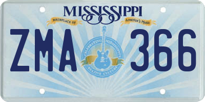 MS license plate ZMA366
