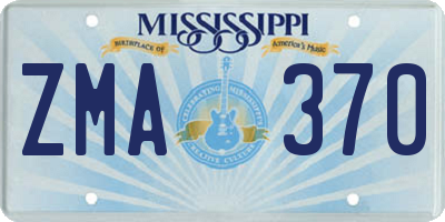MS license plate ZMA370