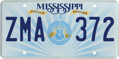 MS license plate ZMA372