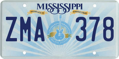 MS license plate ZMA378