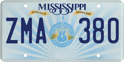 MS license plate ZMA380