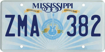 MS license plate ZMA382