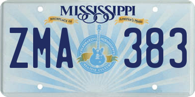 MS license plate ZMA383