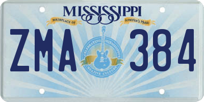 MS license plate ZMA384