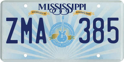 MS license plate ZMA385