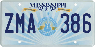MS license plate ZMA386