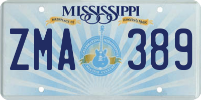 MS license plate ZMA389