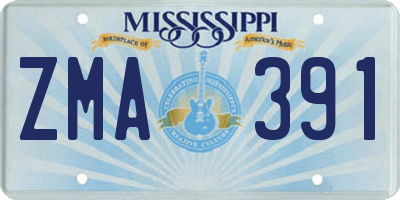 MS license plate ZMA391