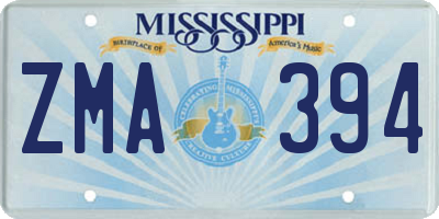 MS license plate ZMA394