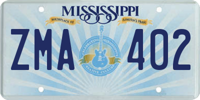 MS license plate ZMA402