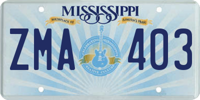MS license plate ZMA403