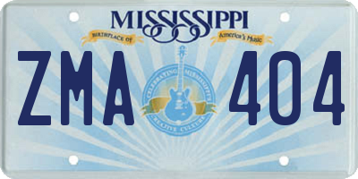 MS license plate ZMA404