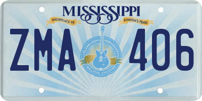 MS license plate ZMA406