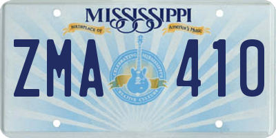 MS license plate ZMA410