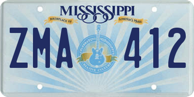 MS license plate ZMA412