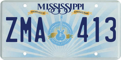 MS license plate ZMA413