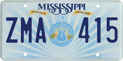 MS license plate ZMA415
