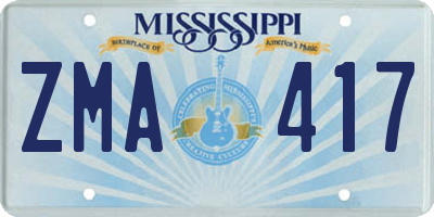 MS license plate ZMA417
