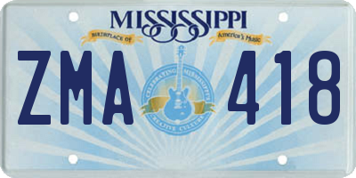 MS license plate ZMA418