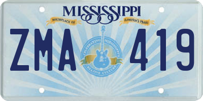 MS license plate ZMA419